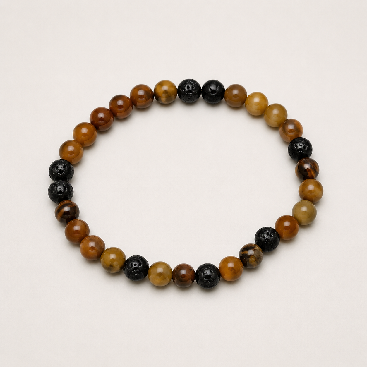 Herrenarmband aus Lavastein, Calcit & Tigerauge
