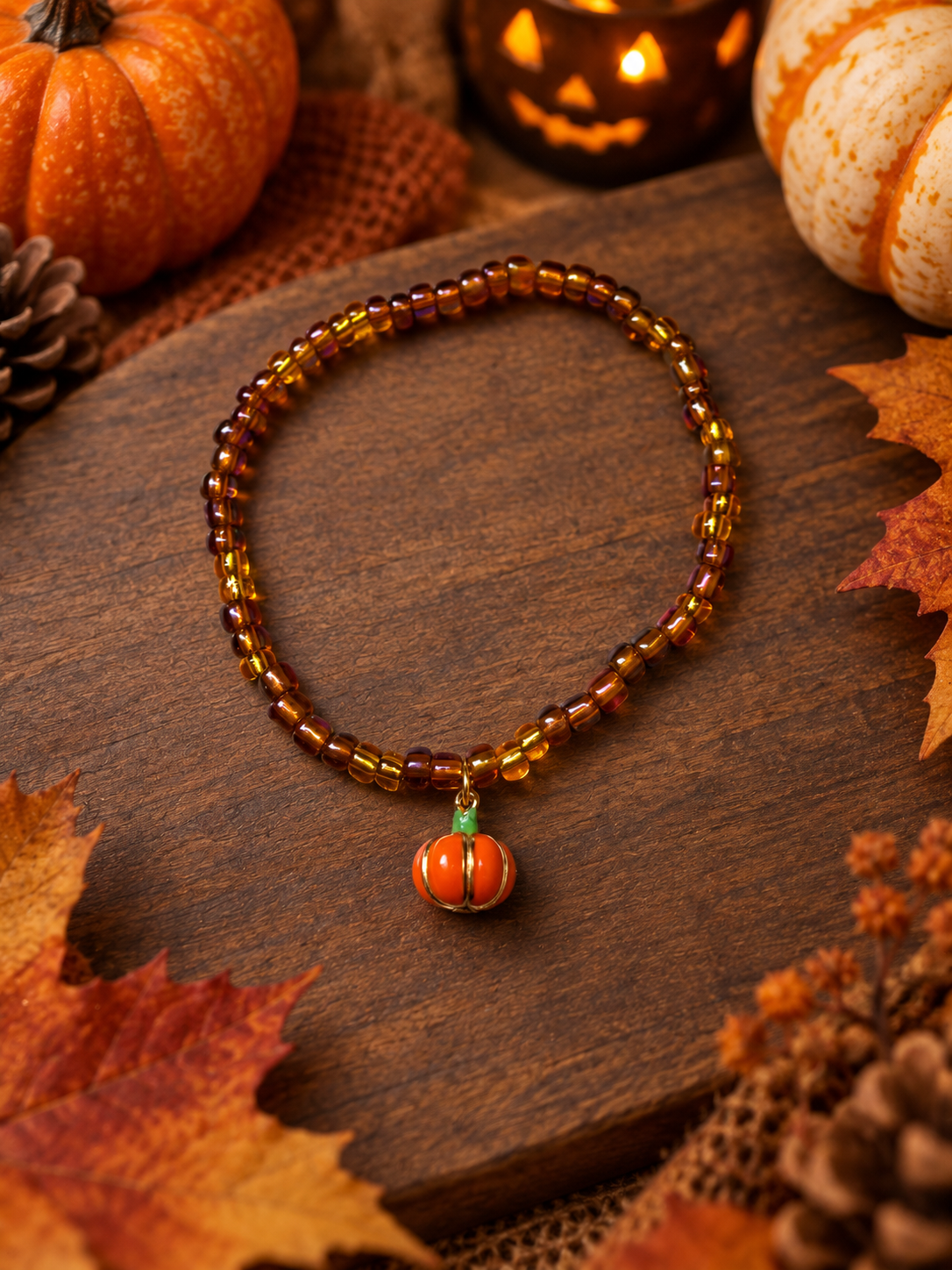 Perlenarmband Kürbis